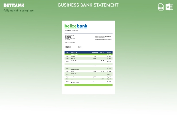 Модерен стил на банкарска компанија од Белизе што го проверува изводот на сметка